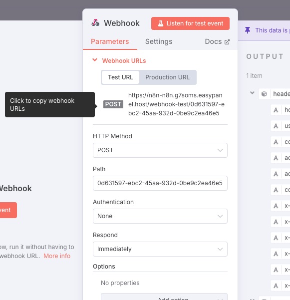 A webhook in n8n